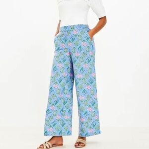Loft Floral Wide Leg Linen Blend XS Pants. Teacher Casual Work Cute Whimsical
